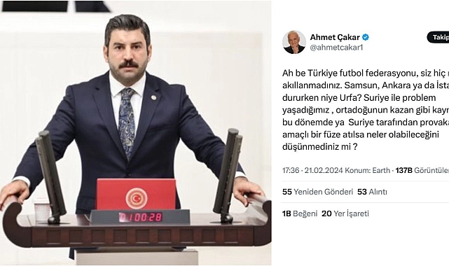 Eyyüpoğlu, Şanlıurfa huzur ve barışın sembolüdür: Derhal özür dile