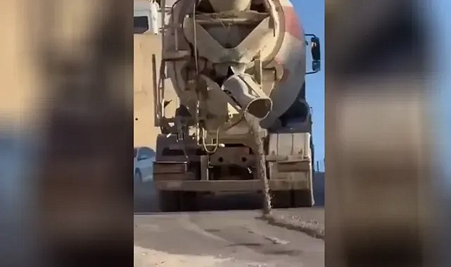 Urfa’da mikserlerin tahribatı sürüyor! Yola beton döke döke gitti!