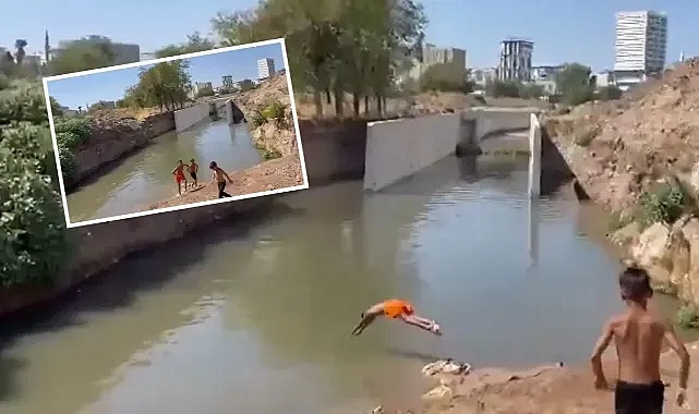 Urfa’da çocuklar tehlikeli ve kirli sularda yüzüyor!