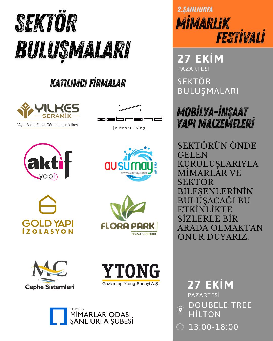 TMMOB Mimarlar Odası Şanlıurfa Şube Başkanı Pirkan Kılıç’tan Davet