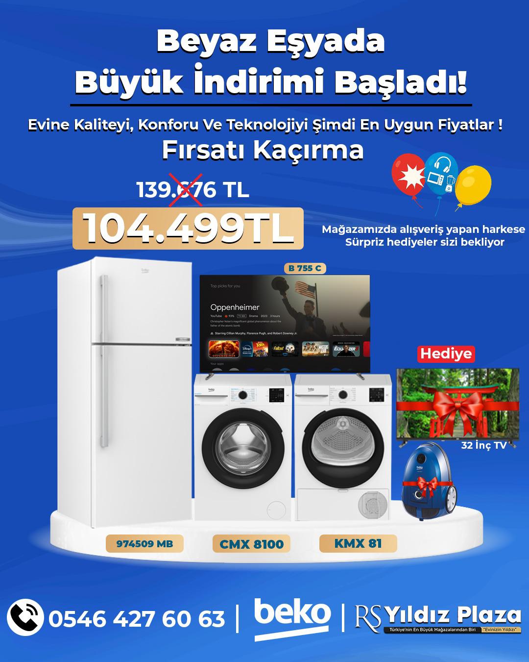 YILDIZ PLAZA’DA BEYAZ EŞYADA BÜYÜK İNDİRİM FIRSATI!