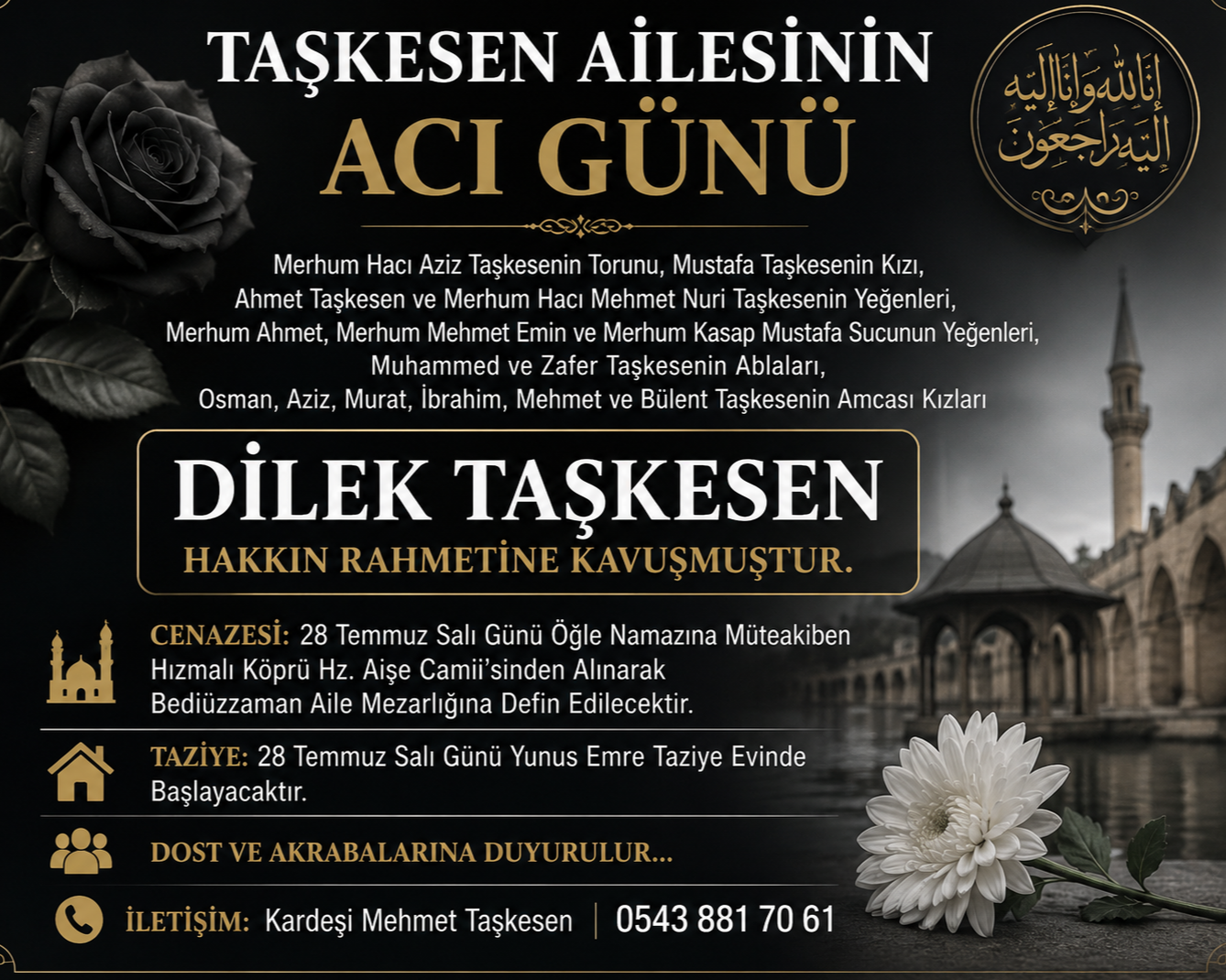 TAŞKESEN  AİLESİNİN ACI GÜNÜ