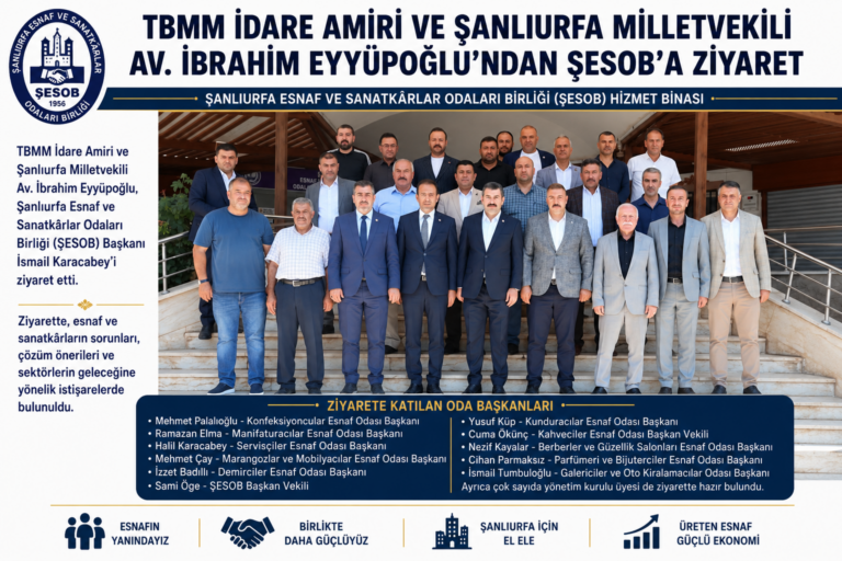 TBMM İdare Amiri ve Şanlıurfa Milletvekili Av. İbrahim Eyyüpoğlu’ndan ŞESOB’a Ziyaret