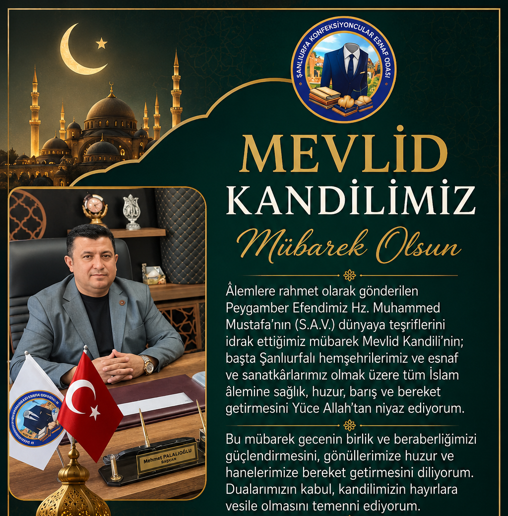 Başkan Mehmet Palalıoğlu’ndan Mevlid Kandili Mesajı