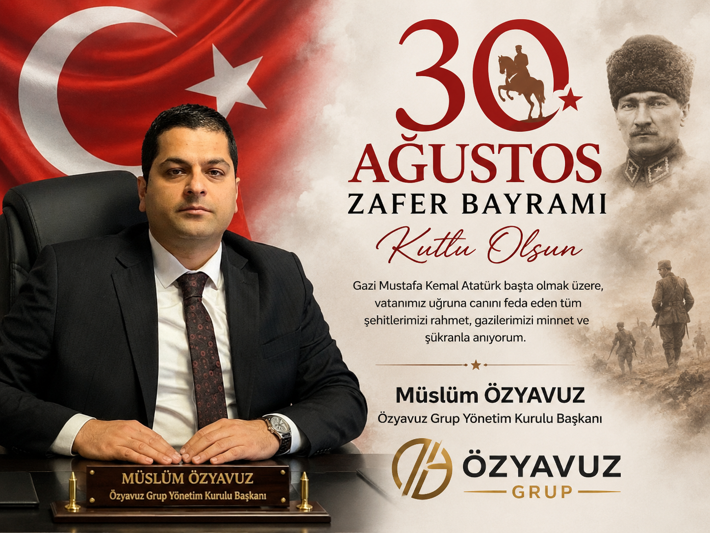 Özyavuz Grup Yönetim Kurulu Başkanı Müslüm Özyavuz’dan 30 Ağustos Mesajı